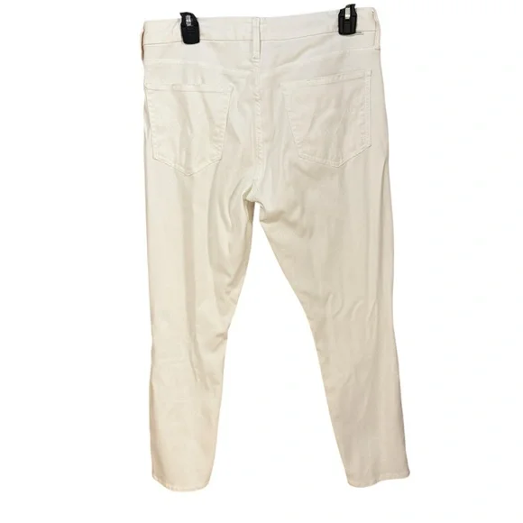 MOTHER The Looker Crop White Straight Leg Ankle Crop Jeans Glass Slipper White - Picture 12 of 15